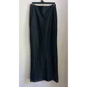 Vintage 90s Y2K David Cardona Silk Maxi Skirt 8 Iridescent Black Silver Designer